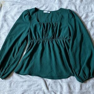 Ces Femme Teal Long Sleeve Blouse